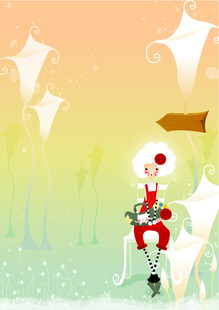 童话风女孩骑独轮车场景