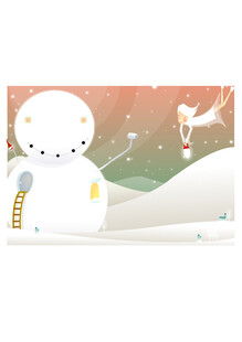 冬日雪人场景插画