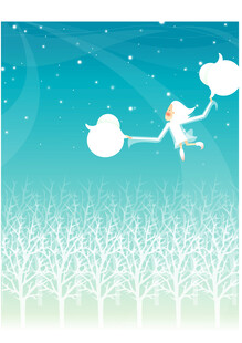 梦幻云端少女飞翔景象