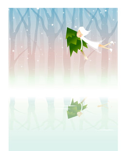 飘落的绿叶白花美景