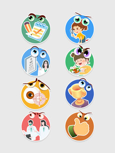 可爱动物圆形卡通图标