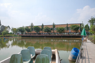 湖畔码头的休闲船只