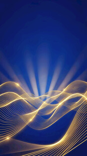 蓝色背景金色光线波浪图