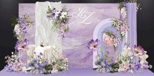 晕染紫色婚礼舞台背景图片