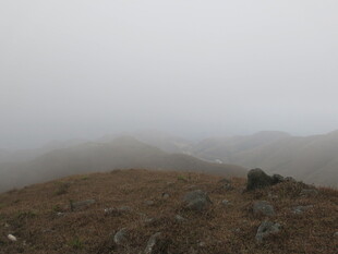 雾中朦胧山峦景色