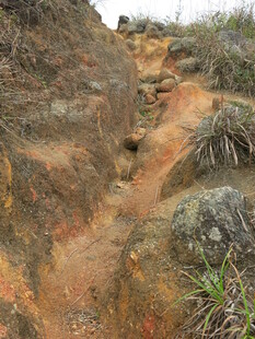 山间崎岖土径与岩石
