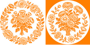 传统剪纸风圆形菊花底纹图案