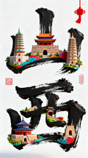 山西地标建筑创意组合