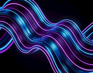 炫彩霓虹波浪线条图案