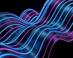 炫彩霓虹波浪线条背景
