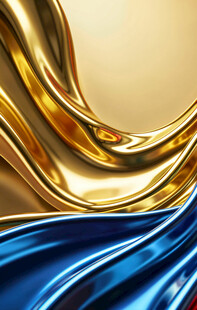 金蓝交织的流动质感画面