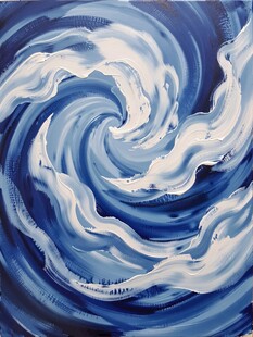 蓝色旋涡海浪艺术画作