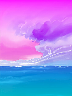 梦幻粉蓝海洋天空景象