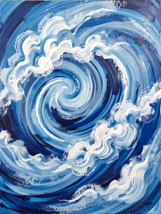 蓝色旋涡海浪艺术画作