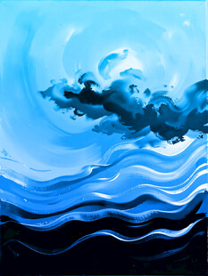 蓝色梦幻海洋抽象画作