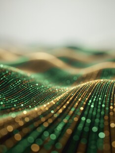 金色粒子波浪抽象背景图