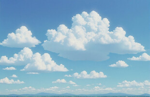 蓝天之上的蓬松云朵