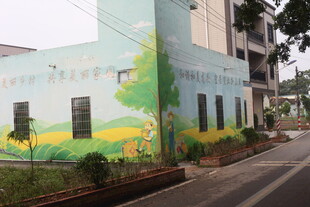 湛江街道旁的彩色墙绘建筑