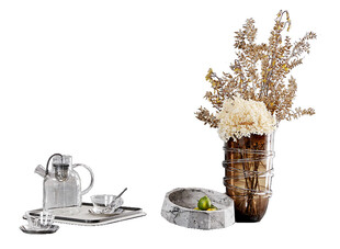 优雅茶具与干花装饰摆件