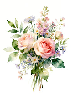 手绘清新花卉花束