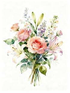 手绘清新浪漫花卉花束