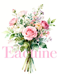 手绘粉色系花卉花束