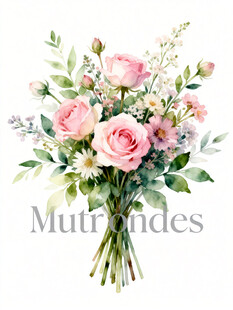 手绘粉色花卉花束