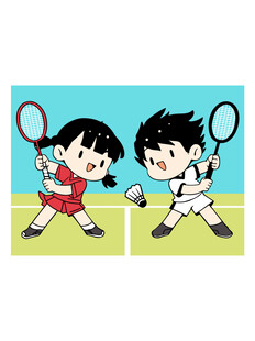 儿童持网球拍准备击球