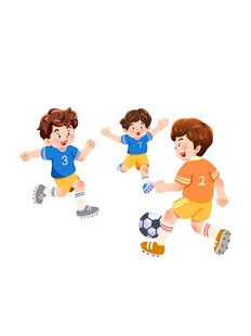 儿童快乐踢足球场景