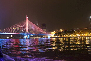 城市夜景中的璀璨桥梁