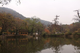 秋日湖畔山林美景