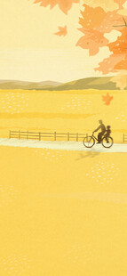 秋日两人骑行于风景道