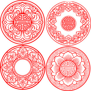 中式传统红色花纹图案