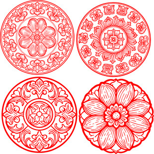 中式传统圆形花纹图案