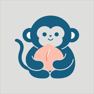 抱桃子的卡通小猴