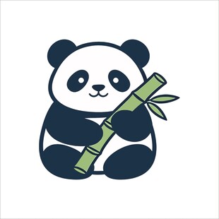 可爱熊猫抱竹子