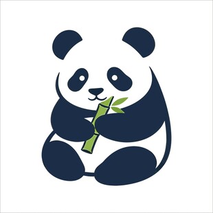 可爱熊猫吃竹子插画