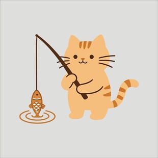 小猫钓鱼趣图