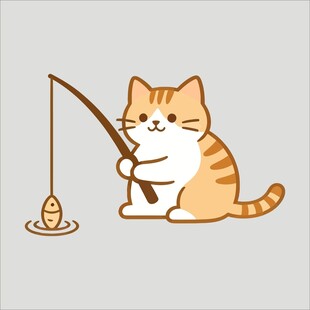 猫咪专注钓鱼萌趣瞬间