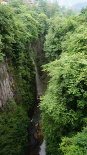 恩施峡谷间绿意盎然的壮丽景观