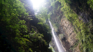 恩施山间飞瀑 绿意盎然的景致