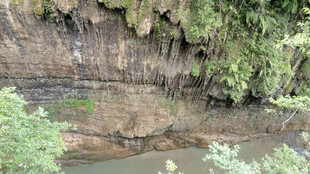 恩施山间河谷岩壁绿植景观