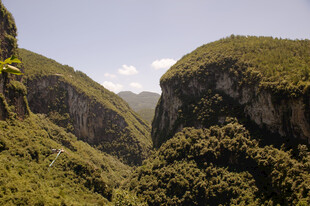 恩施山间绿意盎然的壮丽峡谷