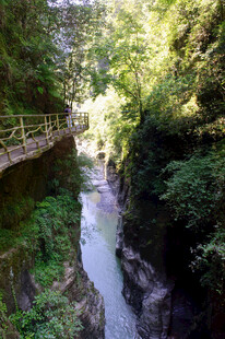 恩施山间幽径 溪流穿林而过