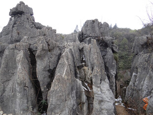 恩施奇特嶙峋的灰色岩石景观