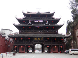 恩施中式古建筑大门景观