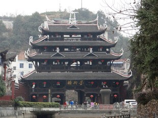 恩施中式古建筑楼阁景观