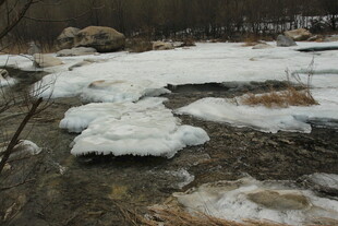 河岸残冰景象