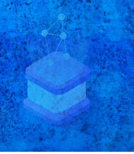 蓝色立体结构的梦幻场景