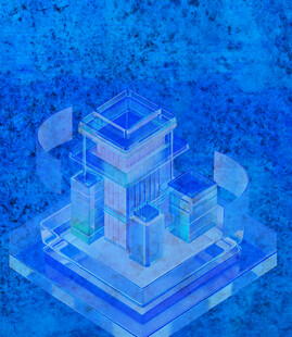 蓝色科技立体建筑场景